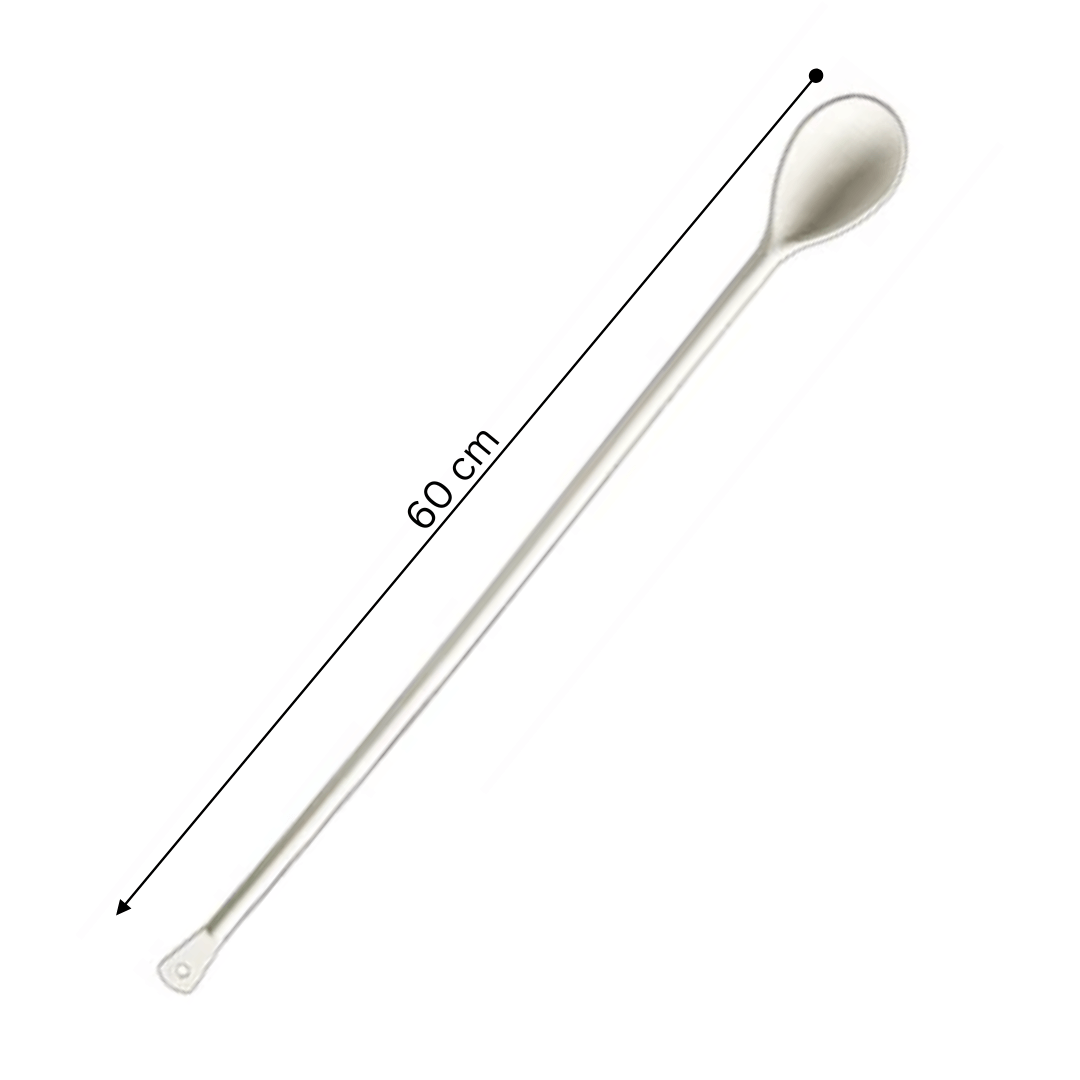 long handled white plastic spoon for homebrewing
