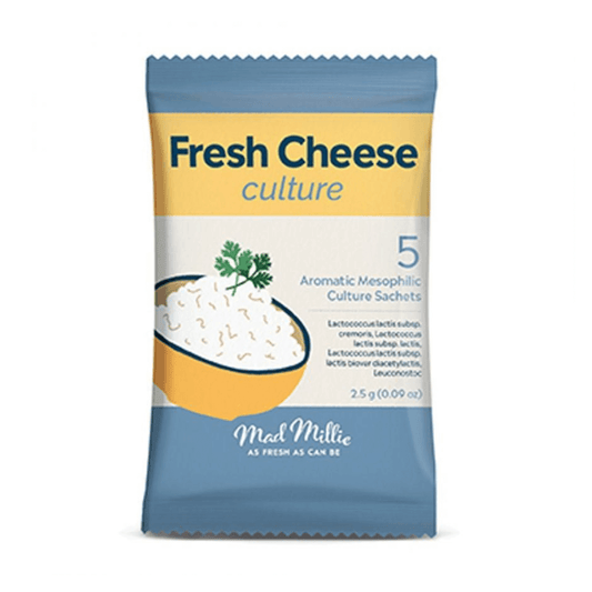blue and white packet of aromatic cheese cultures
