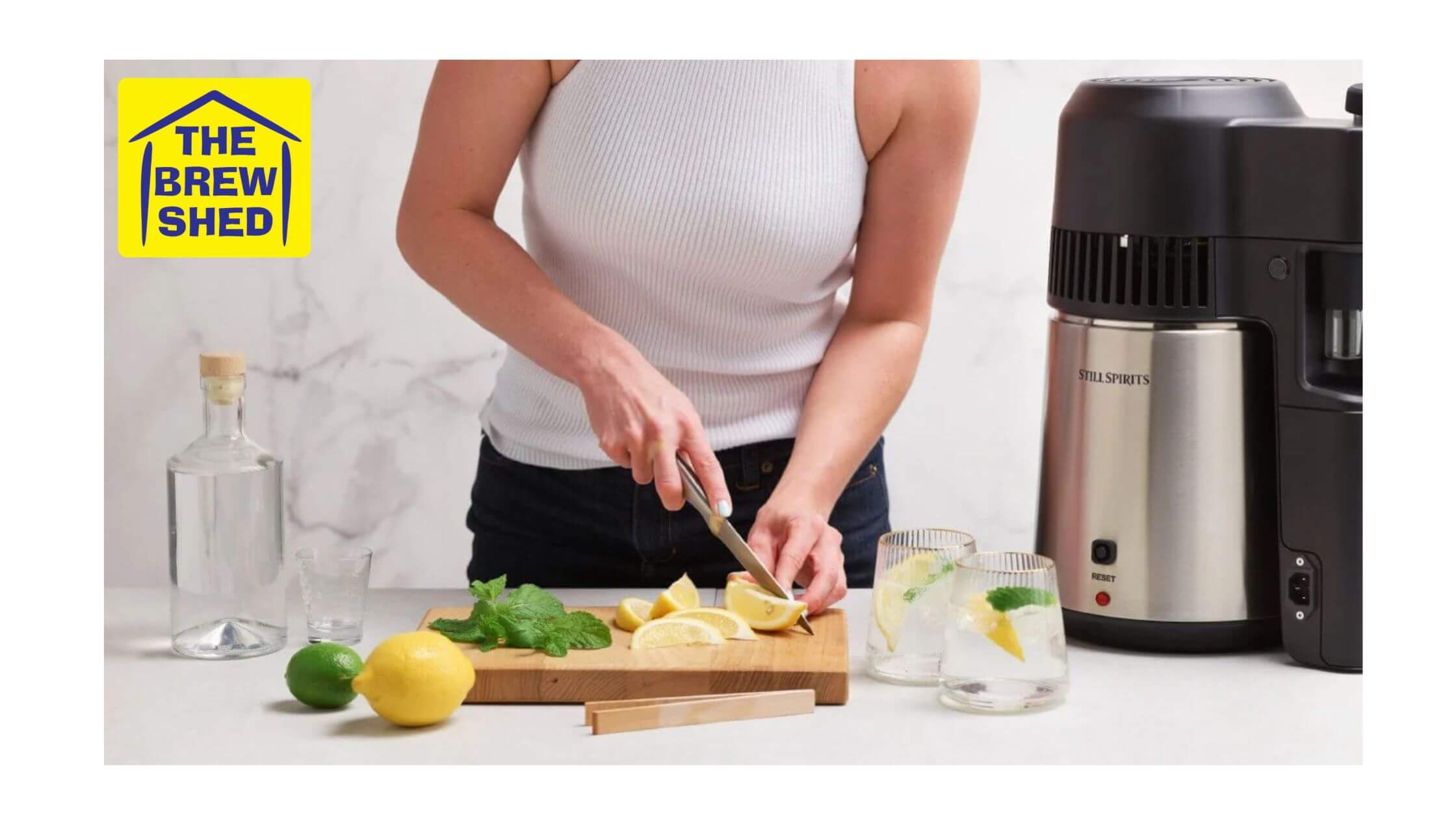 lady making gin in her kitchen 