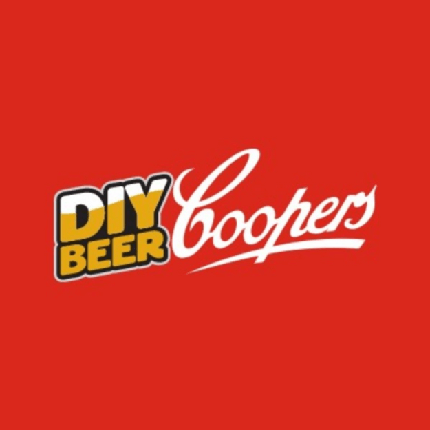 red and white logo of DIY coopers homebrewing beer brand