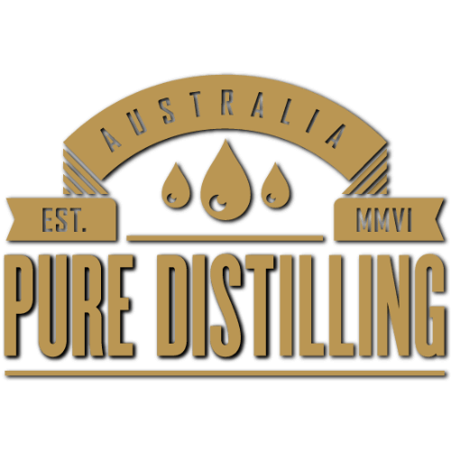 white and gold logo for Australian home distilling spirit essence brand