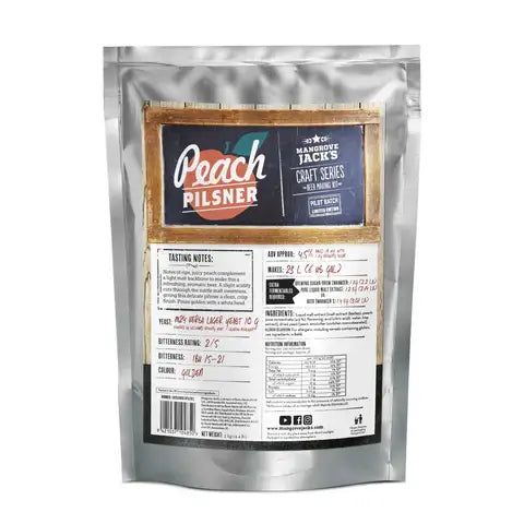 Mangrove jacks peach pilsner beer pouch