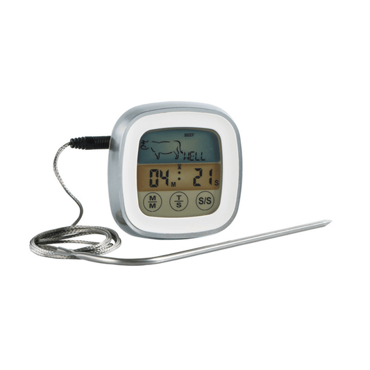 square faced digital thermometer with longprobe thread