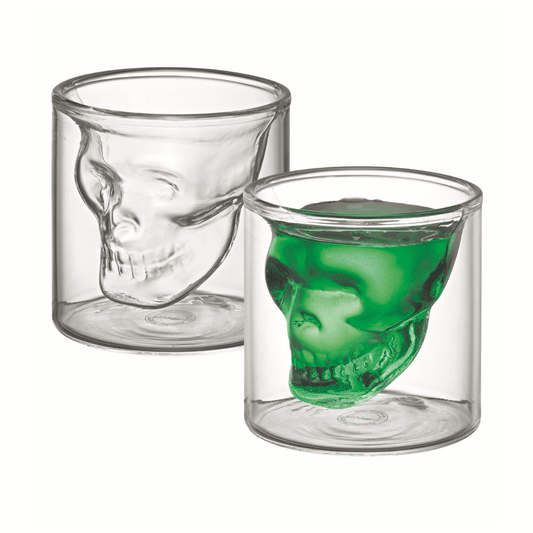 inverted skull in a shot glass