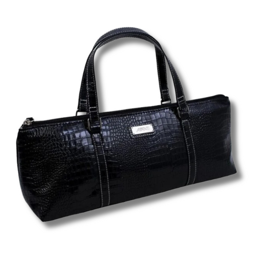 black crocodile print insulated bag for carrying wine