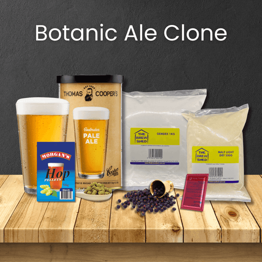 varied ingredients for coopers botanic ale clone recipe homebrew beer kit