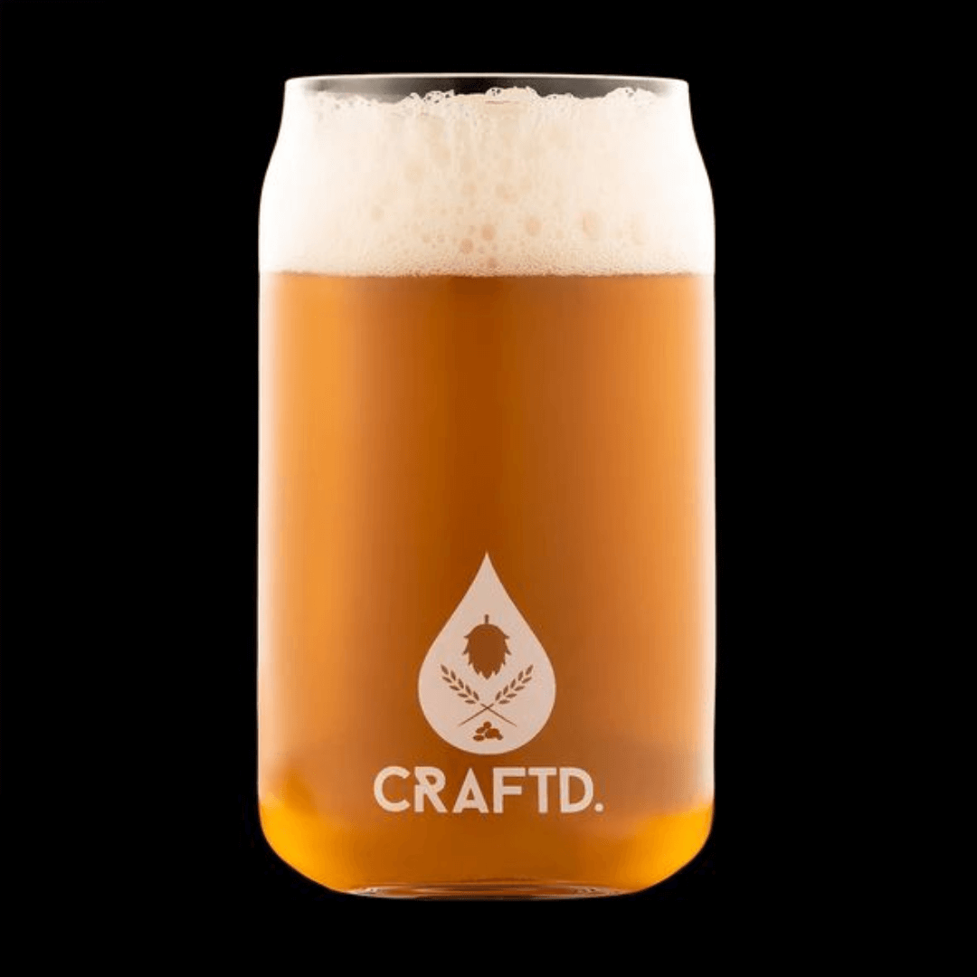 clear glass with amber craft beer