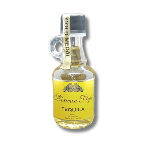 tiny glass bottle with cute handle filled with a pale yellow coloured tequila spirit essence