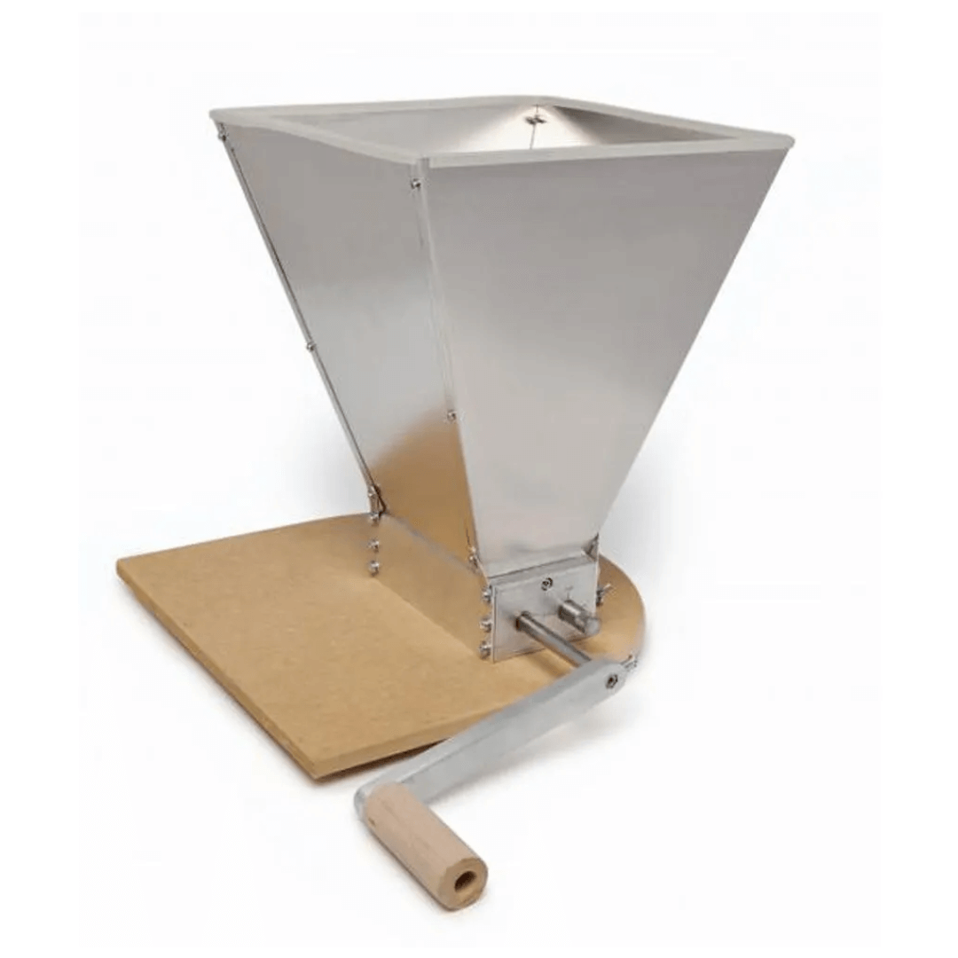 silver grain mill with board