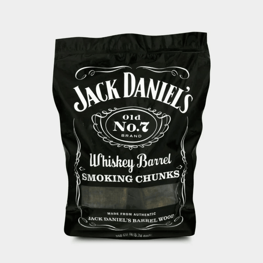 bag of jack daniels barrel oak chunks for meat smokeing and soaking bourbon