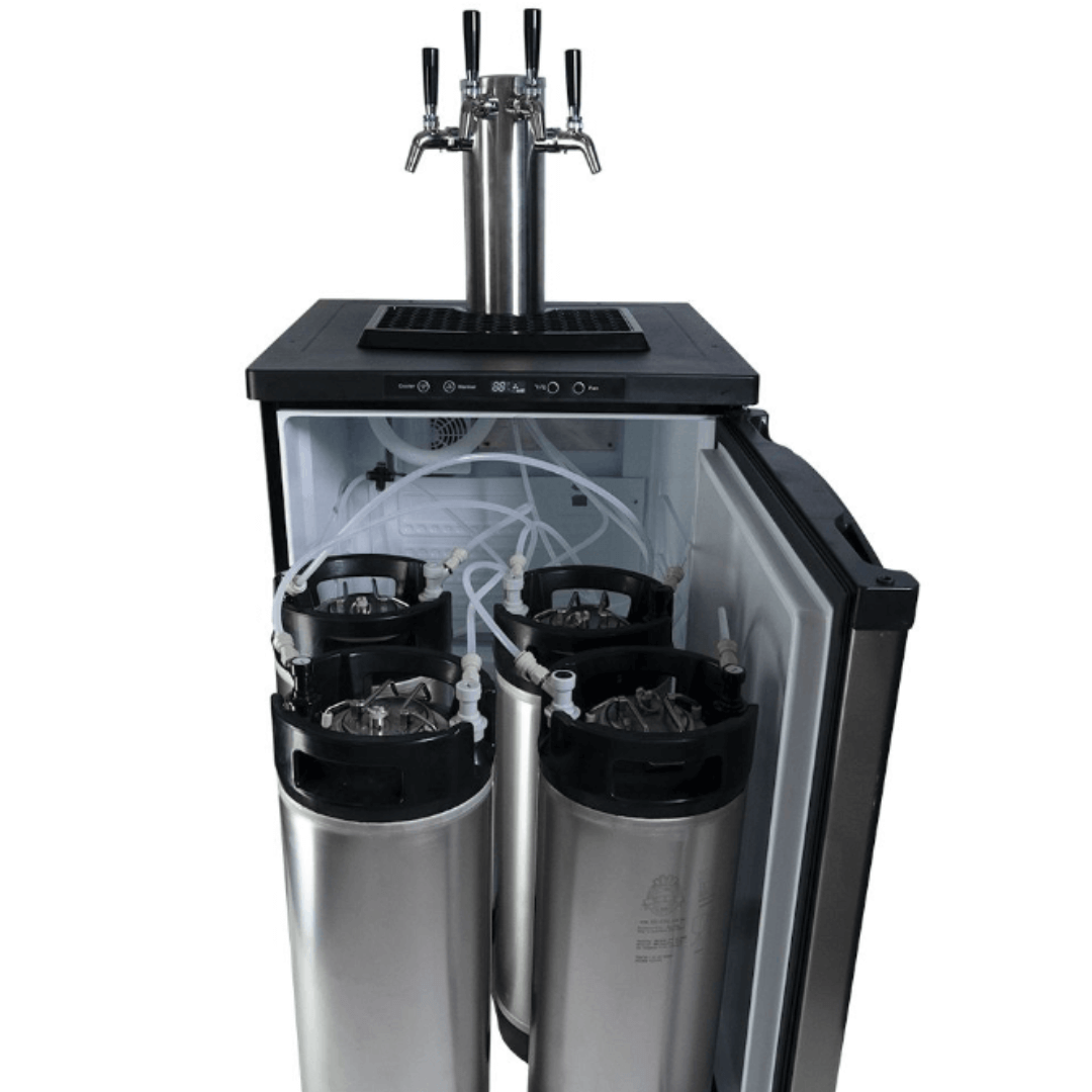 four tap beer fridge with four kegs included