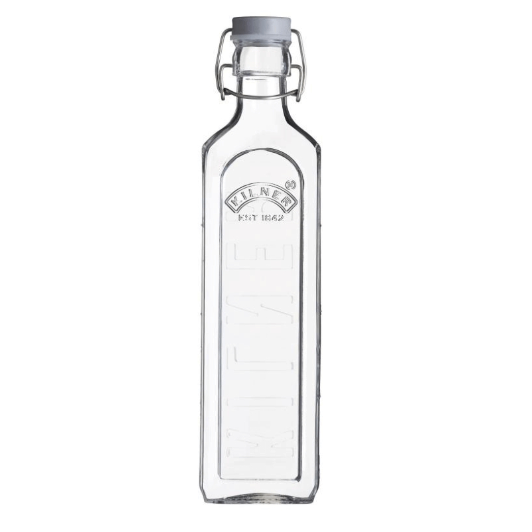 tall clear glass bottles with silicone flip lid kilner branded