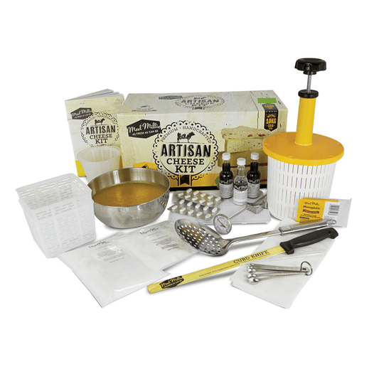 equipment and ingredients to make cheese at home