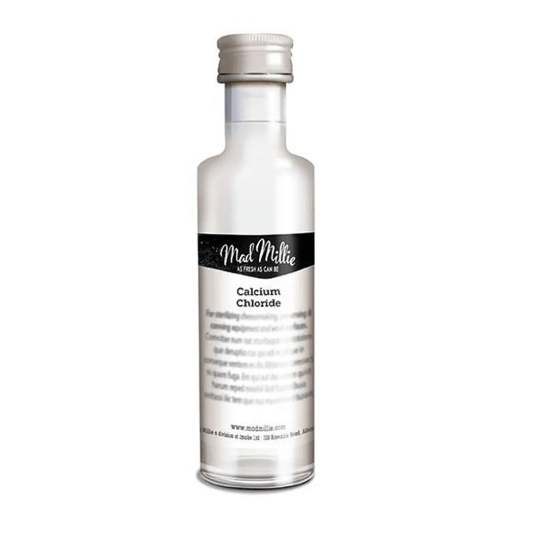 clear bottle with white label and clear liquid inside