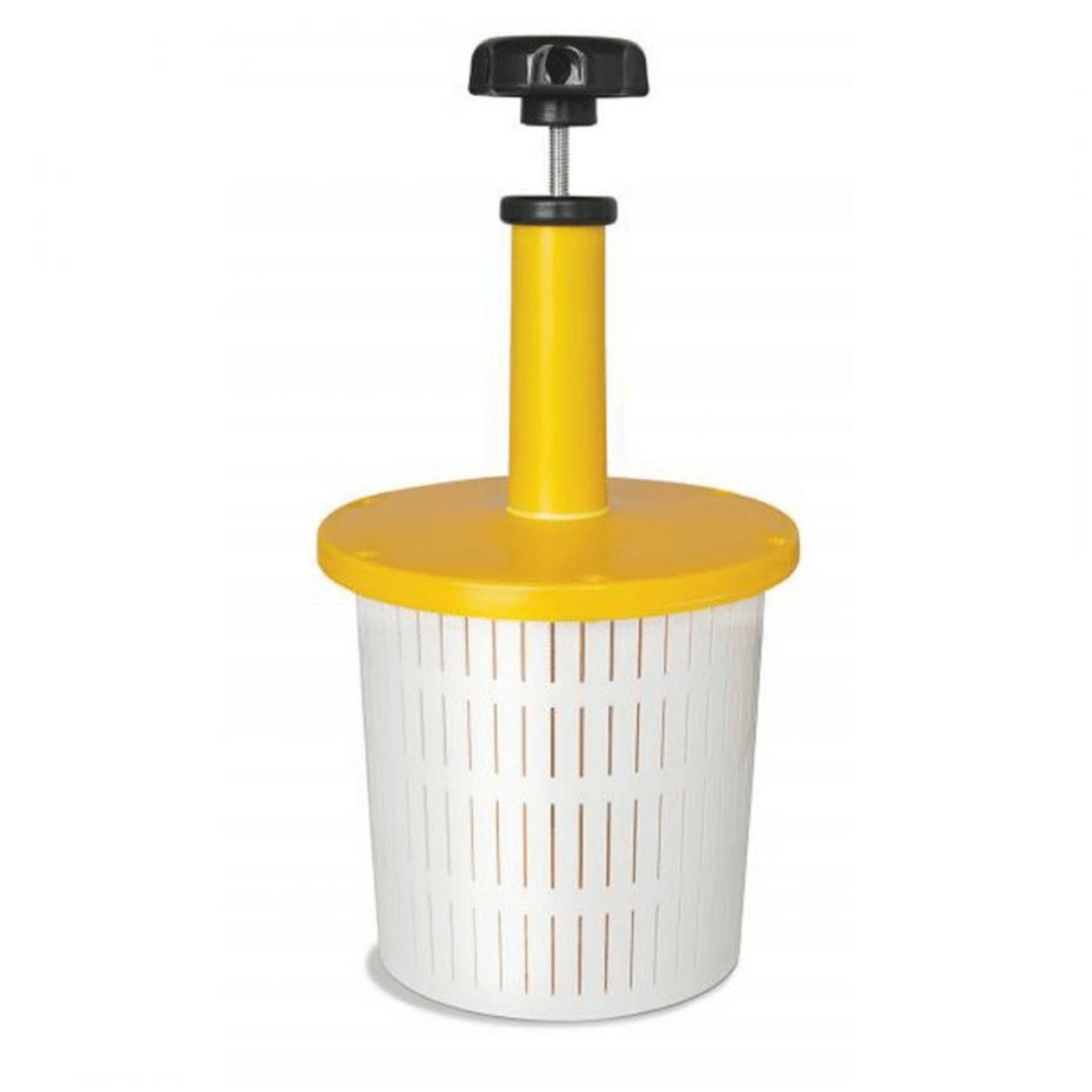 yellow and white plastic cheese press