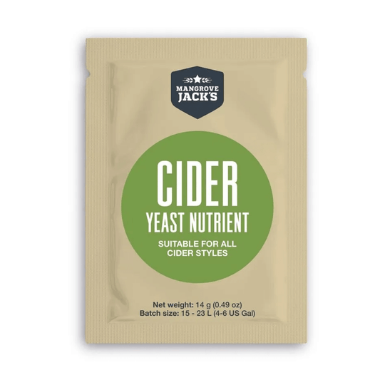 sachet with green label for making hard cider
