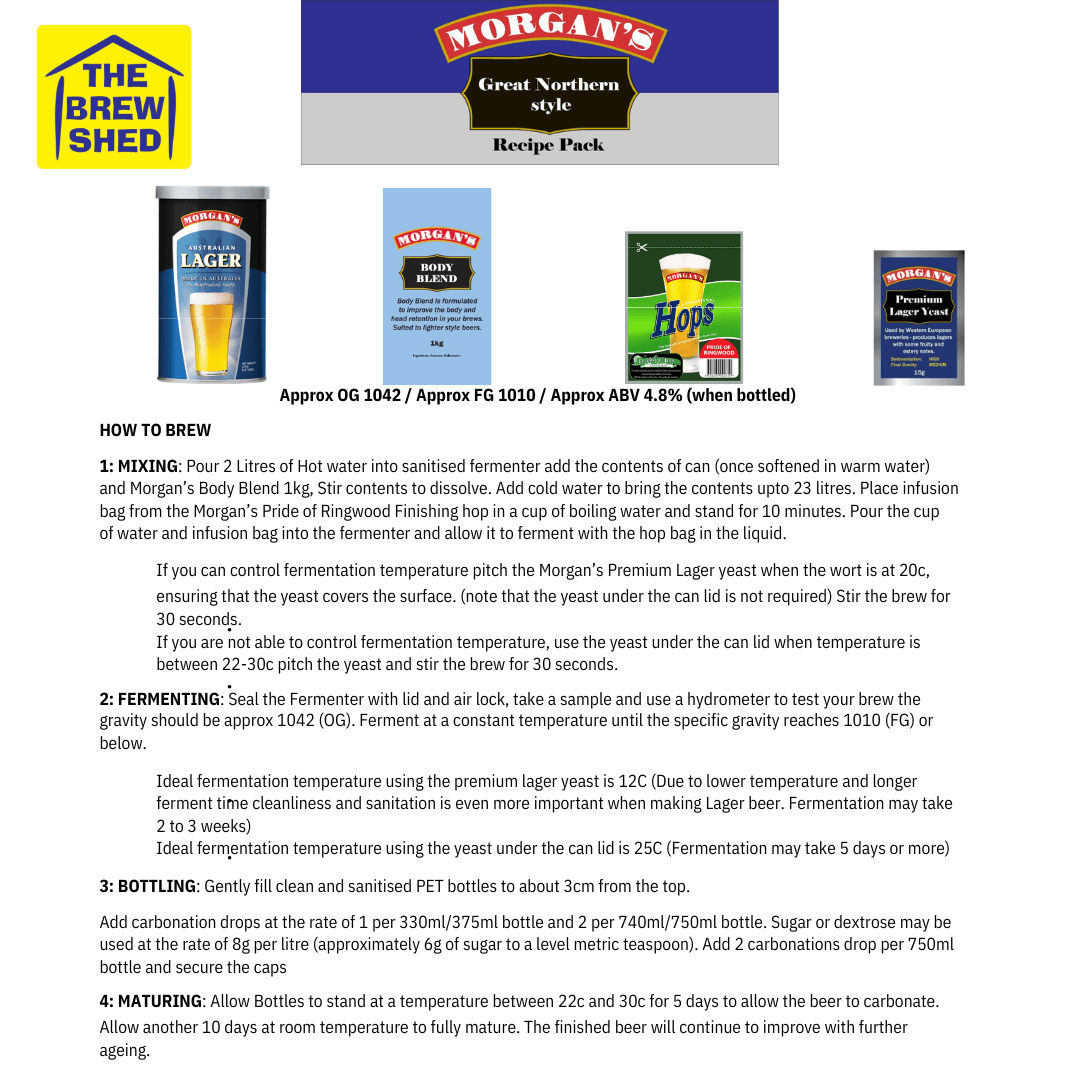 instructions for morgans beer kit clone recipe