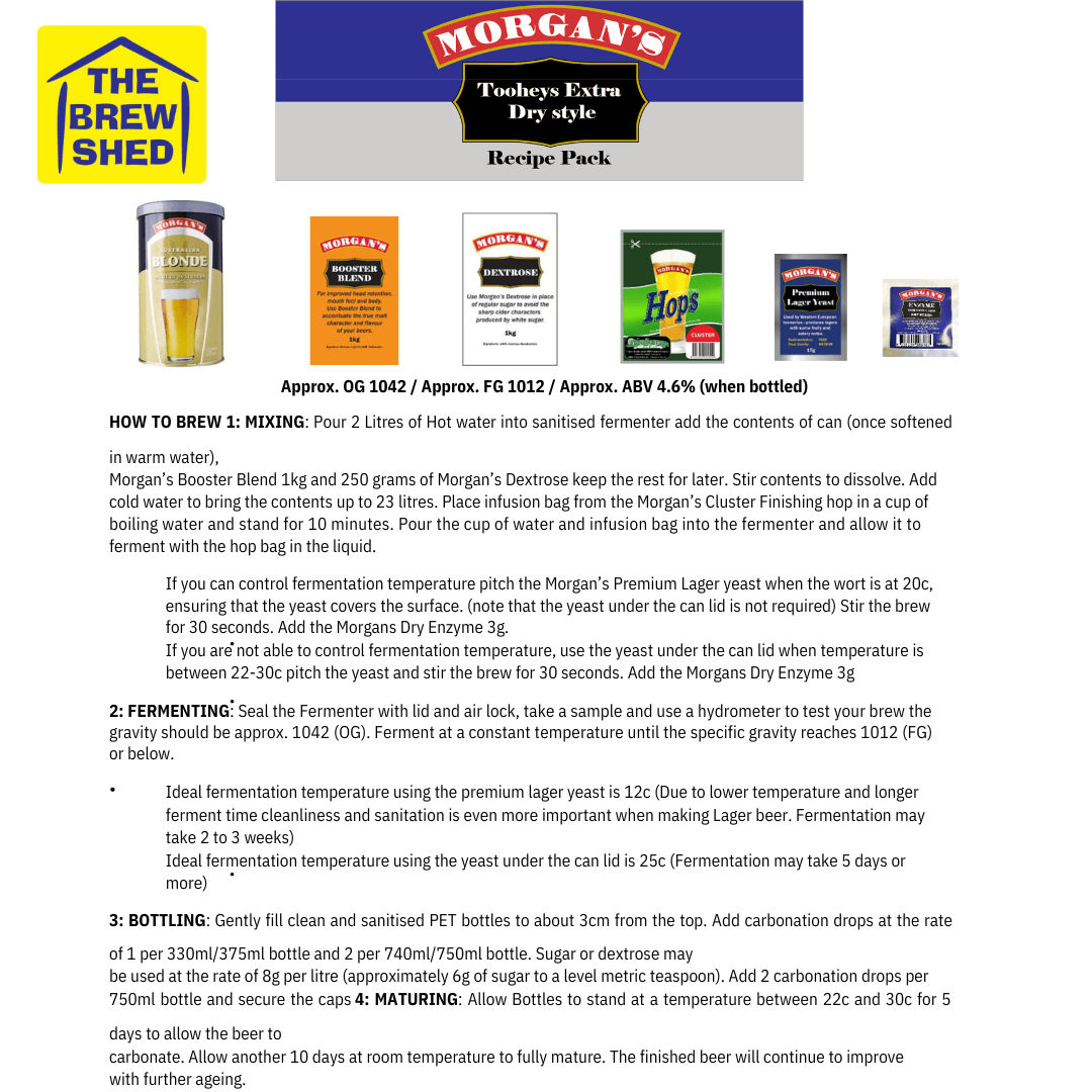 instructions for morgans beer kit clone recipe