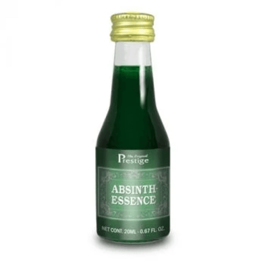 small glass bottle with green spirit flavour essence for home brewing inside