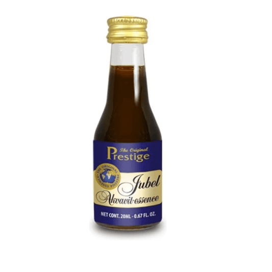 small glass bottle with  brown spirit flavour essence for home brewing inside