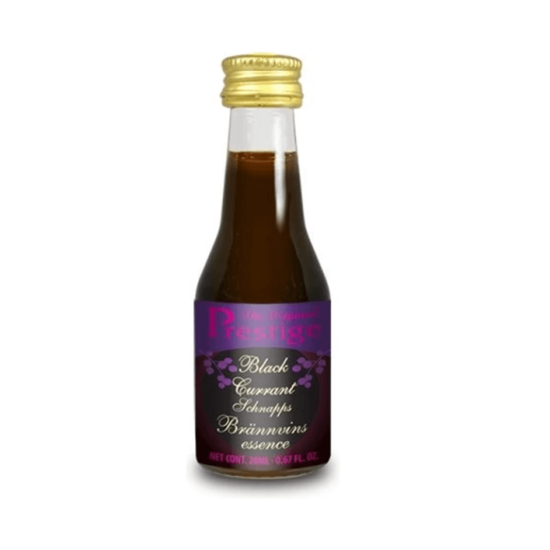 small glass bottle with brown spirit flavour essence for home brewing inside