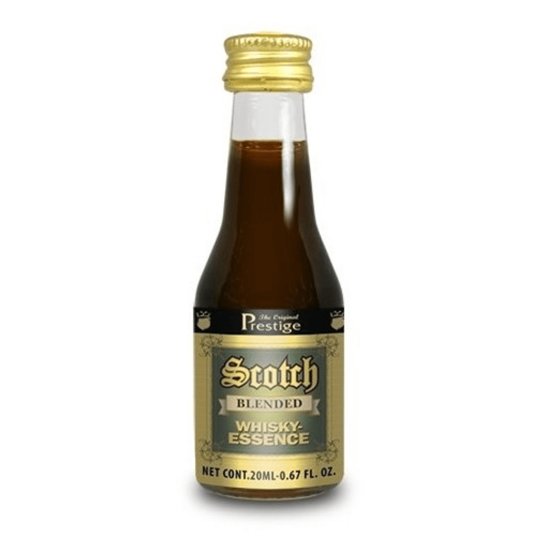 small glass bottle with brown spirit flavour essence for home brewing inside