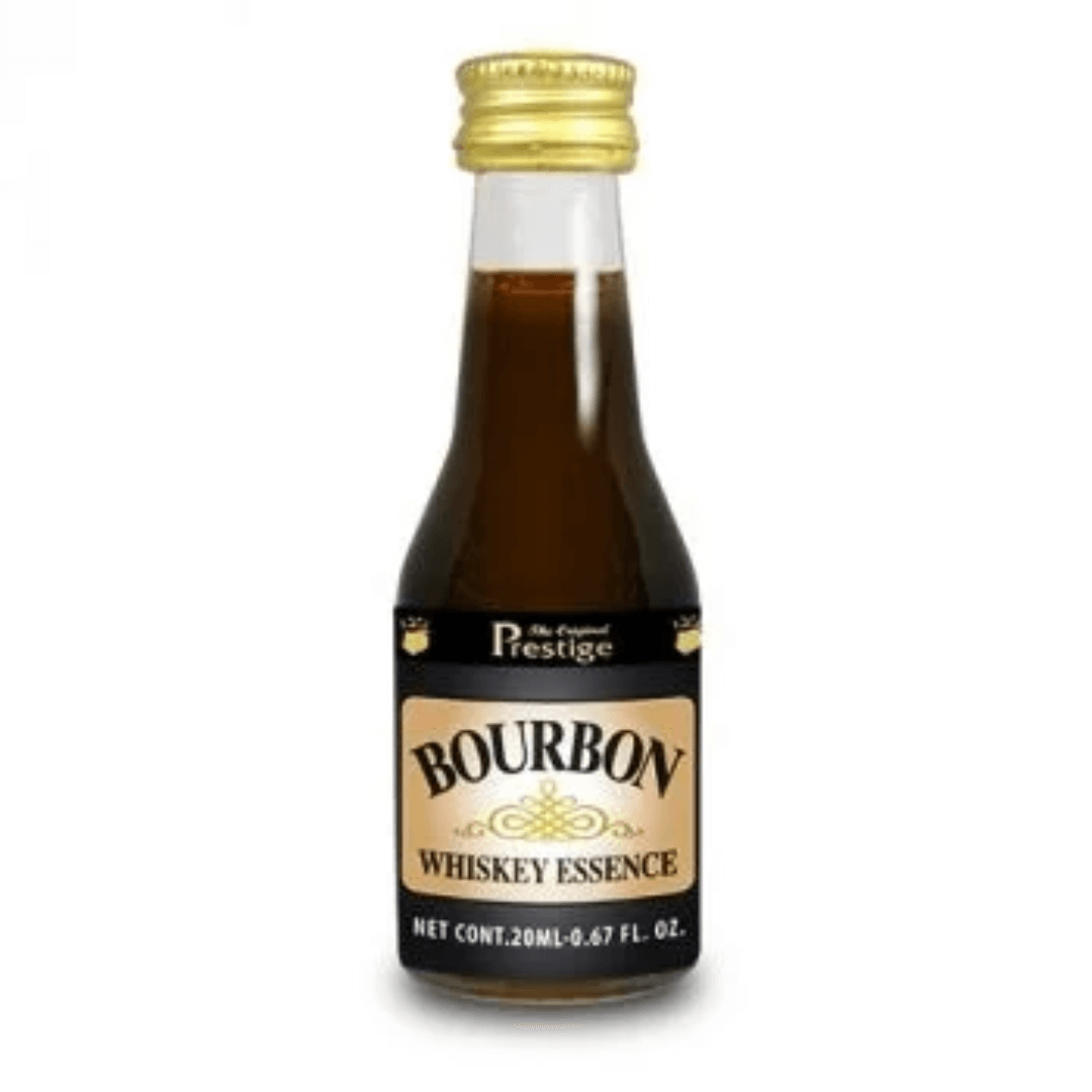 small glass bottle with brown spirit flavour essence for home brewing inside