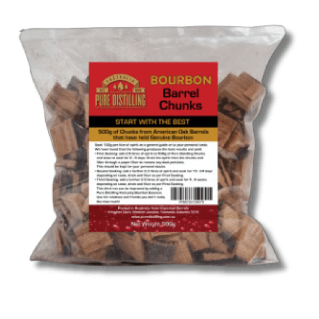 bag of wood chunks from bourbon barrels