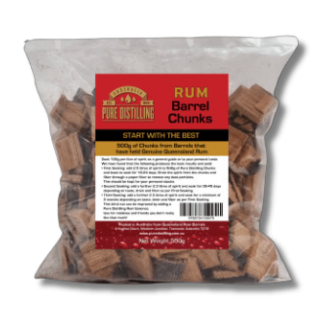 bag of wood chunks from a rum barrel