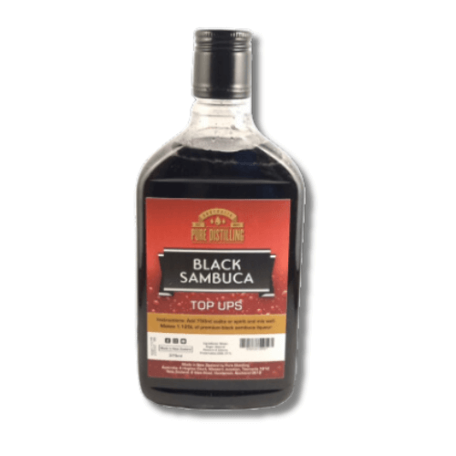 hip flask bottle of black sambucca premix liqueur