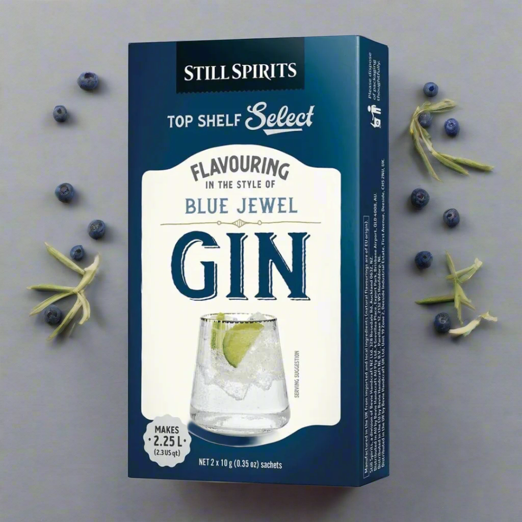 dark blue carton of bombay sapphire gin spirit essence for distilling alcohol 