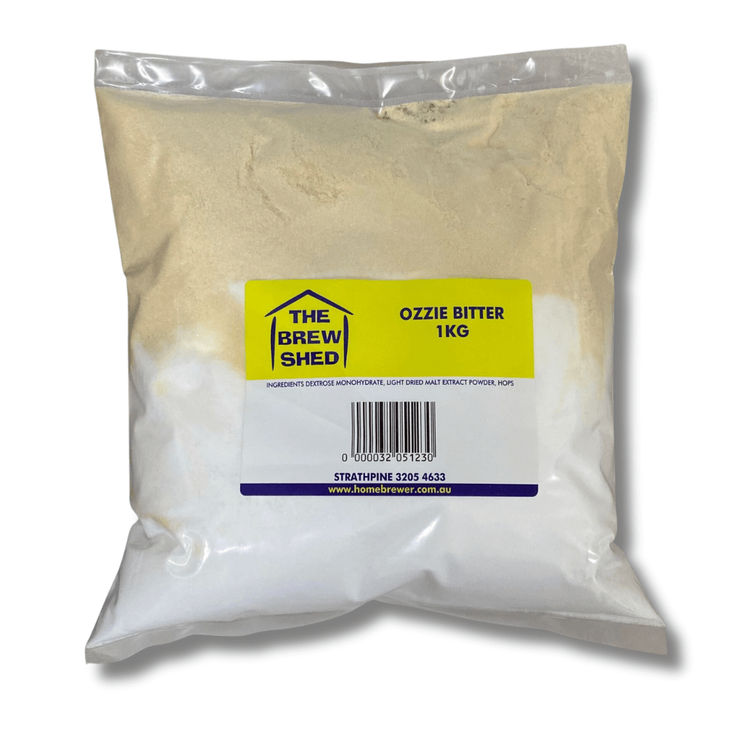 fermentable addition to home brew beer kits in clear plastic bag with The Brew Shed logo