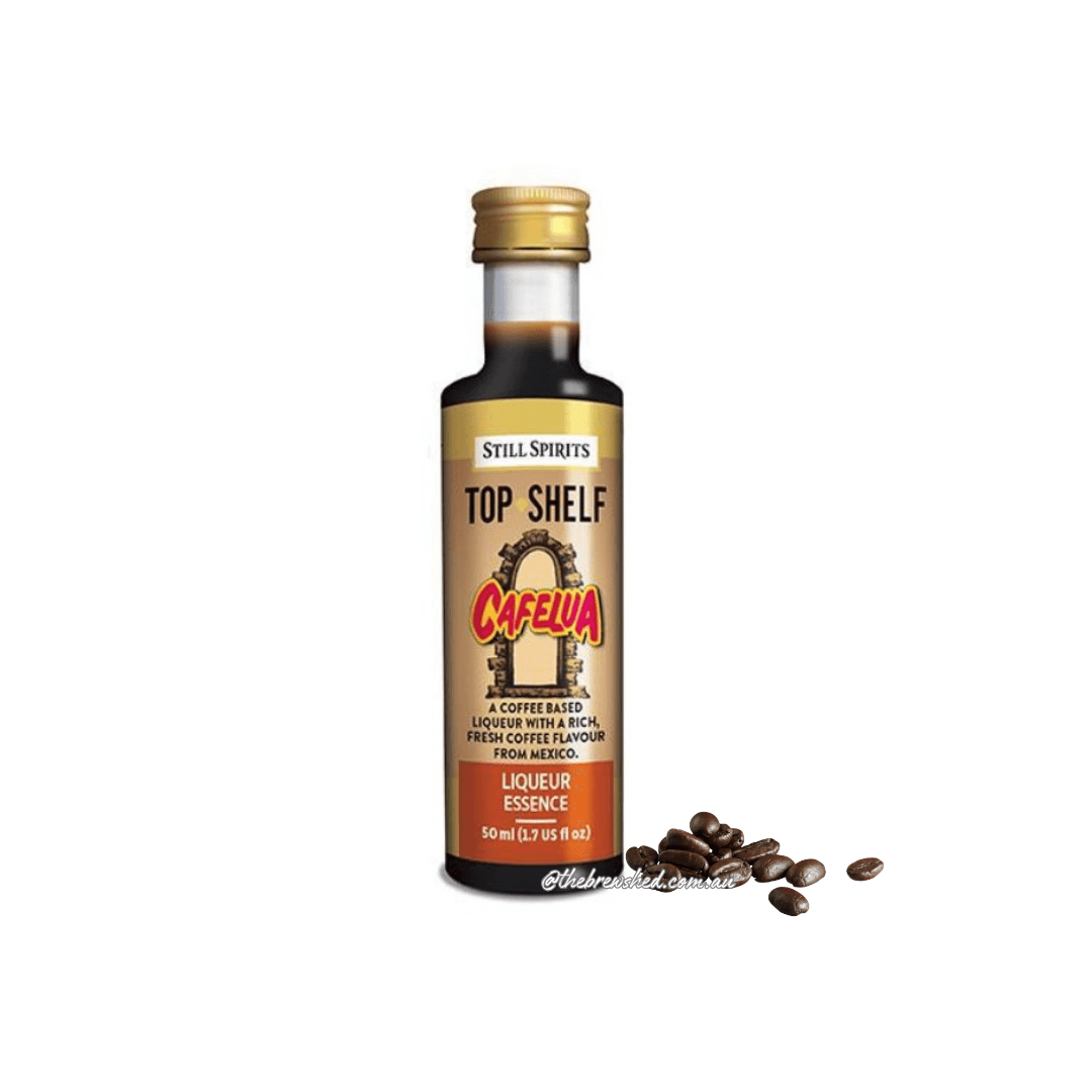 50 ml plastic bottle with dark liquid inside, coffee beans scattered next to bottle