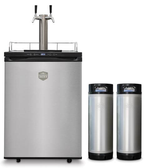 two tap beer fridge with kegs included