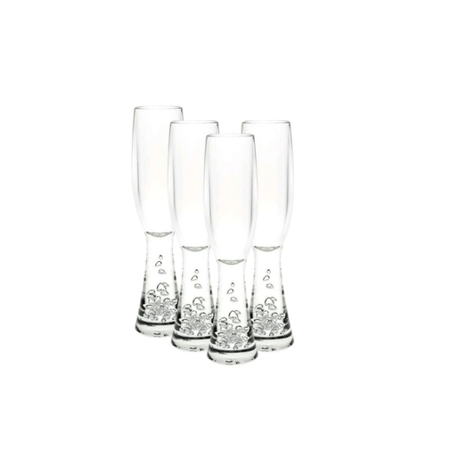 Glass Unbreakable Bubble Champagne Flute Set of 4